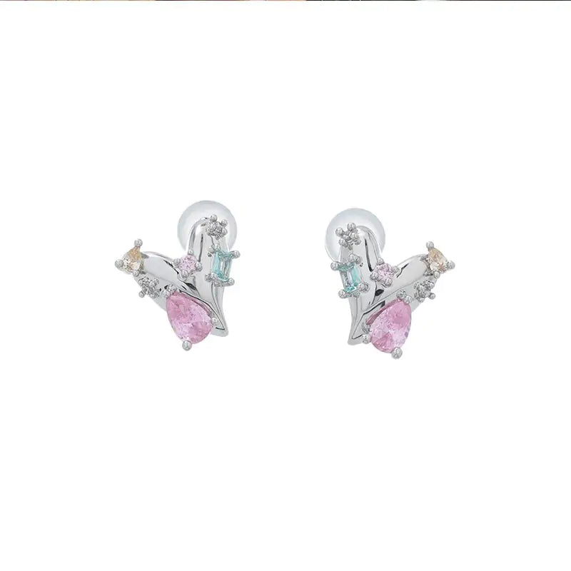 Fresh Pink Heart Stud Earrings