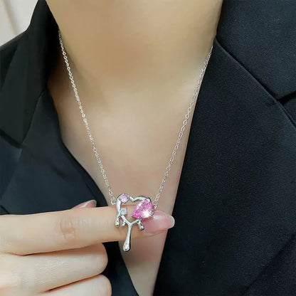 Cupid Crystal Pearl Heart Necklace