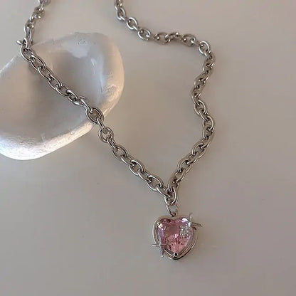 Cupid Crystal Pearl Heart Necklace