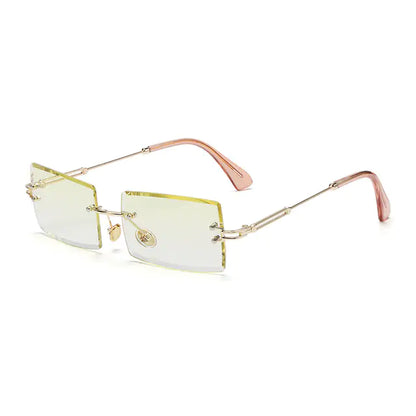Rimless Small Rectangle Sunglasses UV400 Eyewear