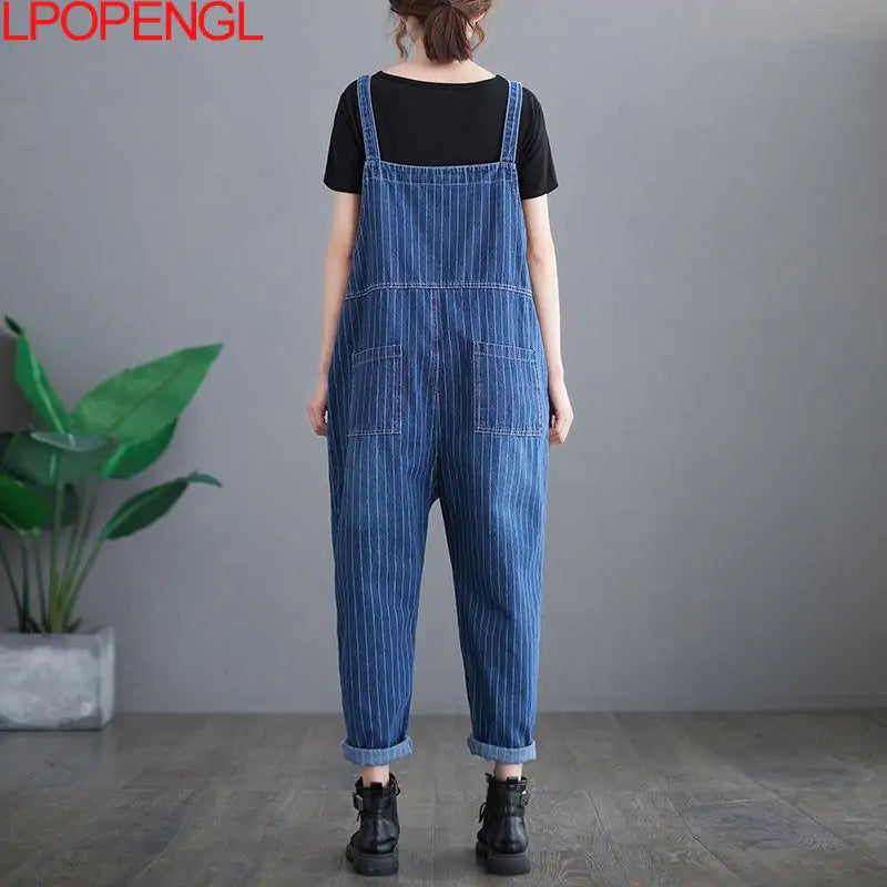 Art Stitching Denim Overalls