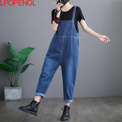 Art Stitching Denim Overalls