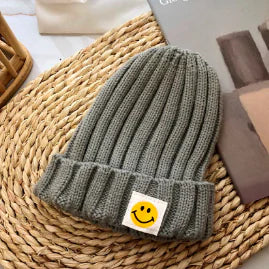 Baby Toddler Ribbed Knit Smile Face Beanie