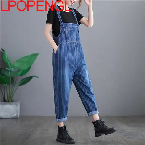 Art Stitching Denim Overalls